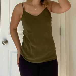 Jcrew XS green silk adjustable tank top /camisole